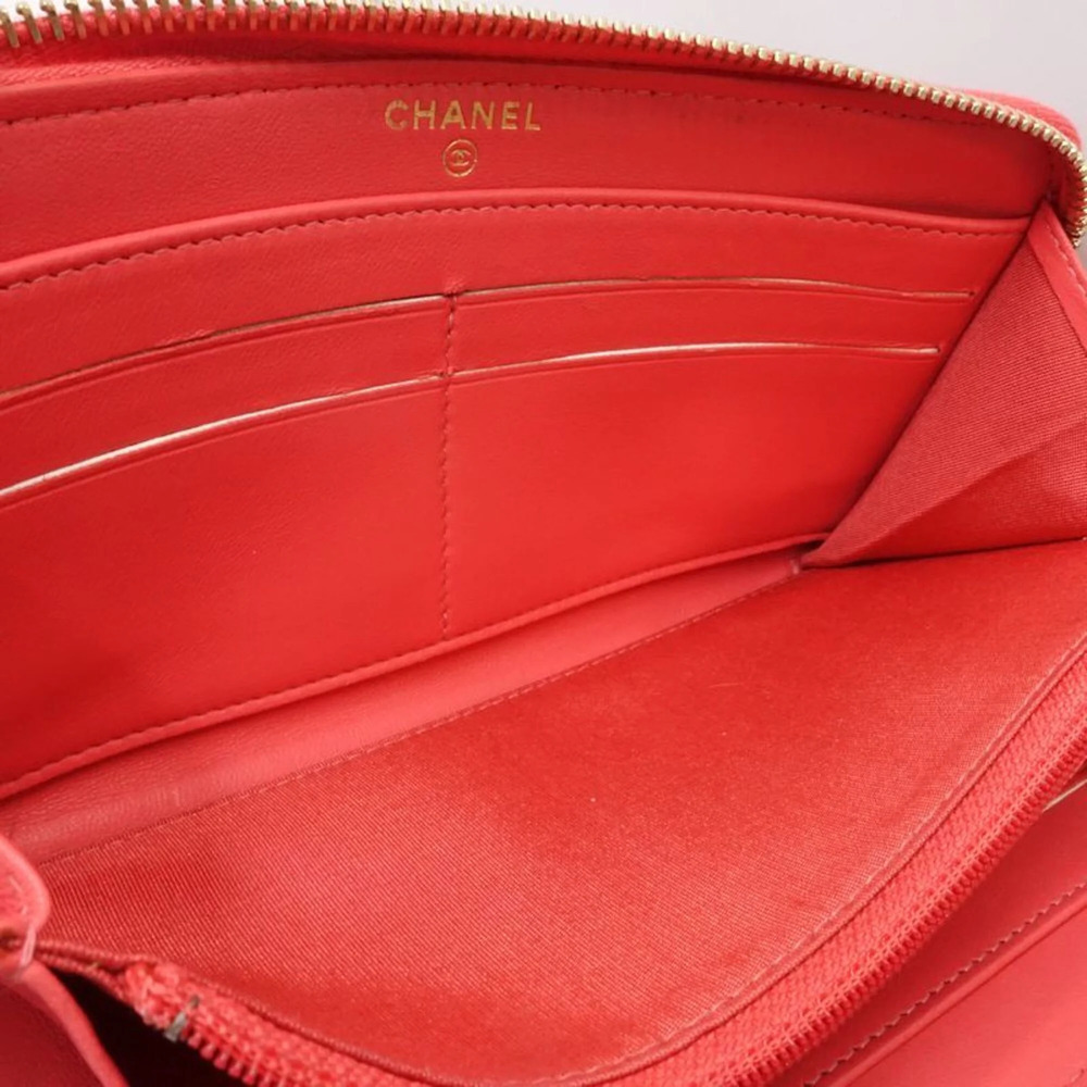 CHANEL Chanel Long Wallet AP0150 Round Zipper Camellia Lambskin Pink Women's ... - Picture 8 of 14